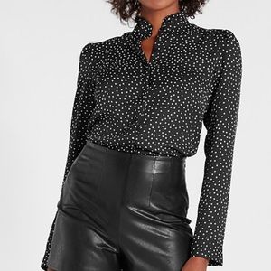 Ruffle neck portofino blouse